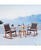 Gymax 3PCS Patio Rocking Chair & Table Set Outdoor Conversation Bistro Set
