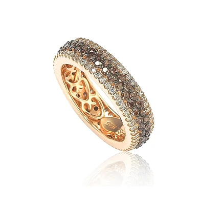 Suzy Levian Sterling Silver Cubic Zirconia Multi-Row Brown Eternity Band
