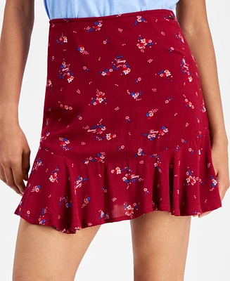 Tommy Jeans Women's Floral High Rise Flounce Mini Skirt