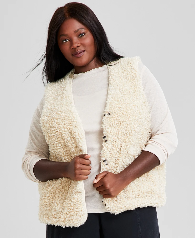 And Now This Trendy Plus Boucle Fleece Vest, Created for Macy's