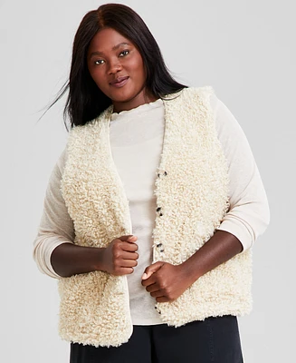 And Now This Trendy Plus V-Neck Sherpa Vest, Created for Macy's