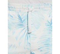 Cubavera Men's Palm Print Drawstring 8" Shorts