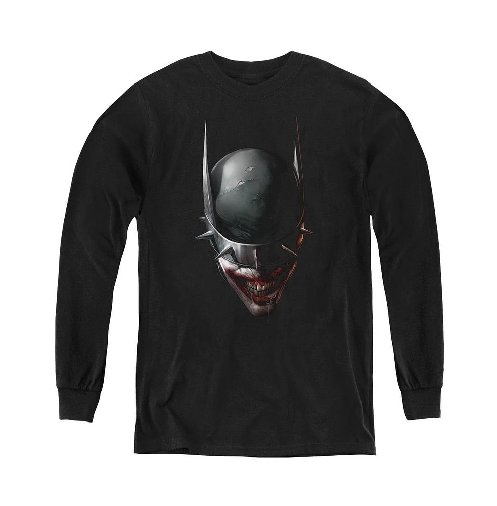 Batman Boys Youth Who Laughs Head Long Sleeve Sweatshirt