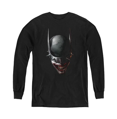 Batman Boys Youth Who Laughs Head Long Sleeve Sweatshirt