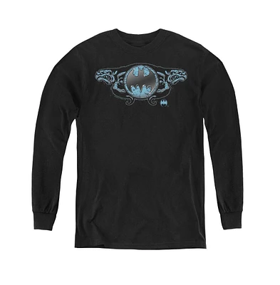 Batman Boys Youth Two Gargoyles Logo Long Sleeve Sweatshirts