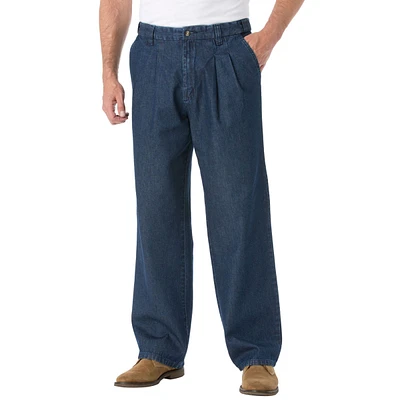 KingSize Men's Big & Tall Relaxed Fit Comfort Waist Pleat-Front Expandable Jeans