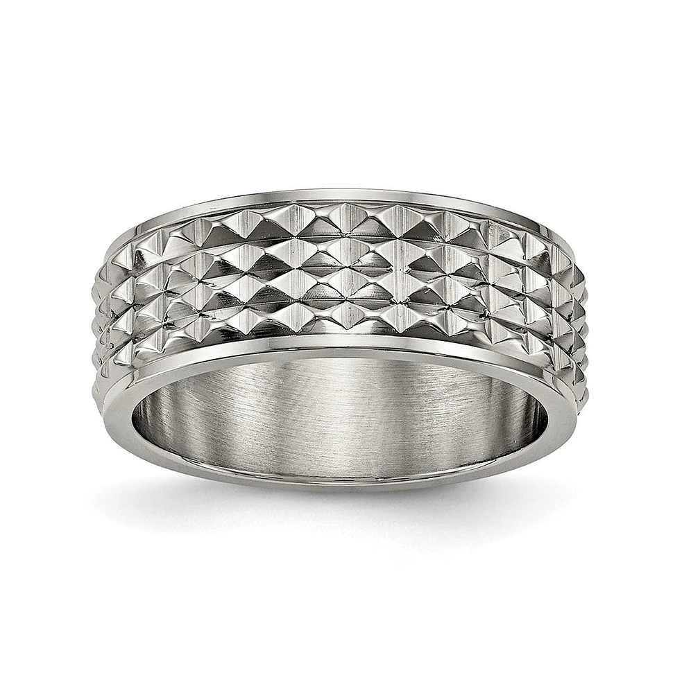 Chisel Titanium Polished Studded Wedding Band Ring
