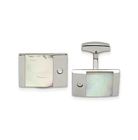 Chisel Stainless Steel Polished Cz Rectangle Cufflinks