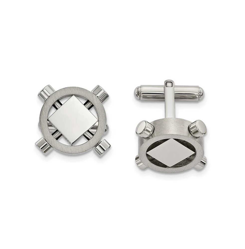 Chisel Stainless Steel Brushed and Polished Cufflinks