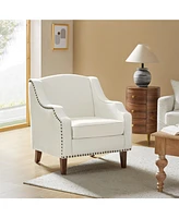 Hulala Home Orphne Contemporary Armchair with Solid Wood Legs