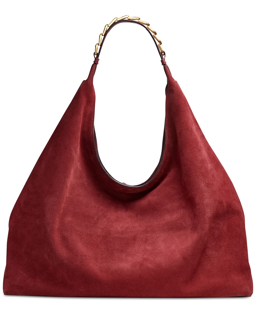 Donna Karan Bellmore Extra Large Suede Hobo With Bezel Strap