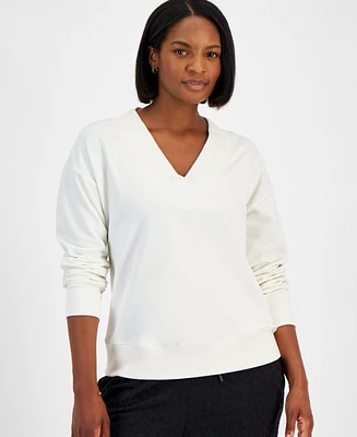 Id Ideology Women's Fleece V-Neck Sweatshirt, Created for Macy's