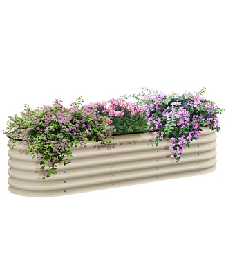 Outsunny Galvanized Raised Garden Bed Planter Box, 3.4' x 2' x 1.4', Green