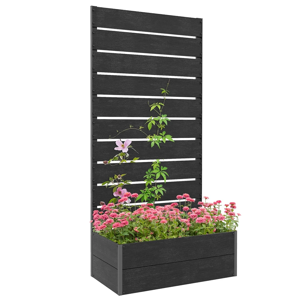 Outsunny Raised Garden Bed with Trellis for Climbing Plants & Vines,