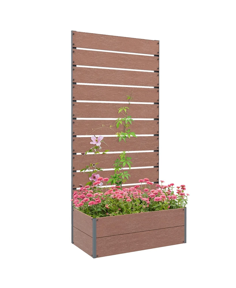 Outsunny Raised Garden Bed with Trellis for Climbing Plants & Vines,