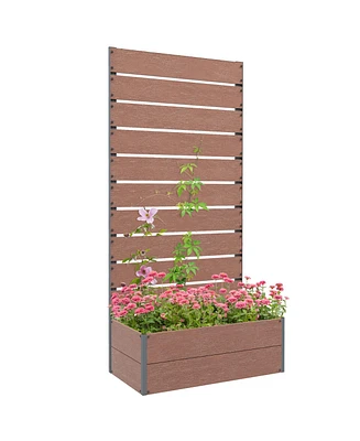 Outsunny Raised Garden Bed with Trellis for Climbing Plants & Vines,
