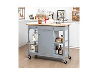 Slickblue Mobile Kitchen Island Cart with 4 Open Shelves and 2 Drawers