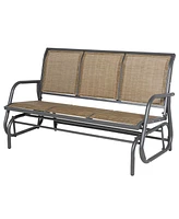 Outsunny Outdoor Glider Bench for 3 with Breathable Mesh Fabric, Blue