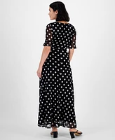 Jamie & Layla Petite Dot-Print Ruffled-Cuff Dress