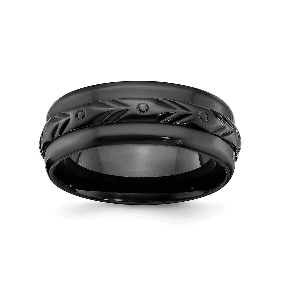 Chisel Black Zirconium Polished Wedding Band Ring