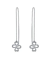 Bling Jewelry Ayllu Inspirational Symbol Heart Infinity Clover For Love Luck Unity Pave Cz Chain Threader Earrings For Women Sterling Silver