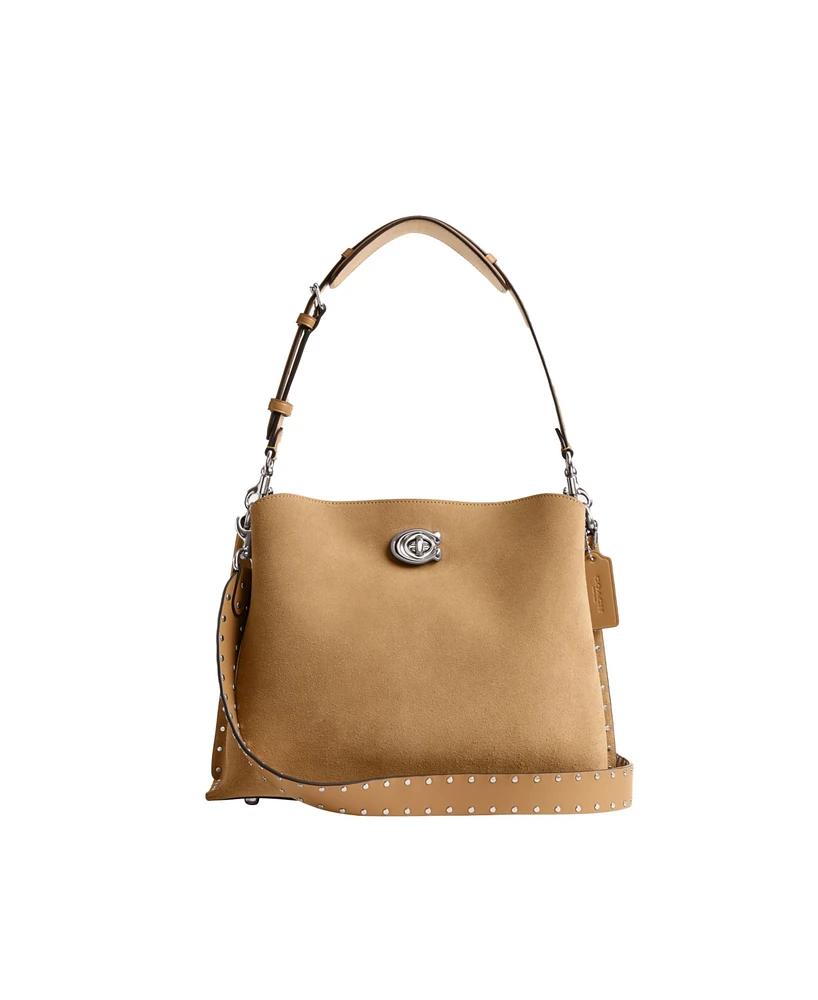 Coach Willow Leather with Rivets Shoulder Bag