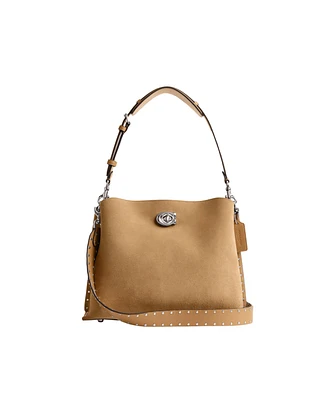 Coach Willow Leather with Rivets Shoulder Bag