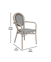 Merrick Lane Mael Set Of Two Stacking Thonet Bistro Style Chair With Arms, Textilene Seat