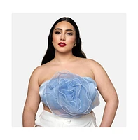 Rebdolls Plus Camellia 3D Flower Strapless Top