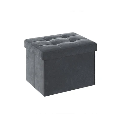 Slickblue Small Storage Ottoman, Foldable Velvet Box, Chest, Foot Rest, for Living Room, Bedroom