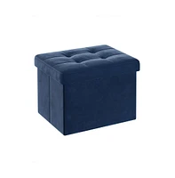 Slickblue Small Storage Ottoman, Foldable Velvet Box, Chest, Foot Rest, for Living Room, Bedroom