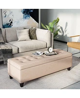 Homcom Storage Ottoman Bench with Linen Fabric Upholstery,