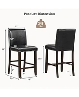 Sugift Set of 2 Bar Stools with Back for Kitchen Island