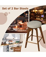 Sugift 24 Inch Set of 2 Swivel Bar Stools Bar Height Chairs with Rubber Wood Legs