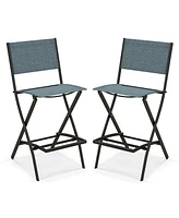 Sugift Folding Bar Stools Set of 2 Backrest Humanized Footrest