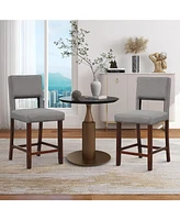 Sugift 2 Piece Bar Chair Set with Hollowed Back and Rubber Wood Legs
