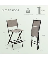 Sugift Outdoor Folding Bar Height Stool Set of 4 with Metal Frame and Footrest