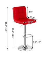 Sugift Set of 2 Square Swivel Adjustable Bar Stools with Back and Footrest