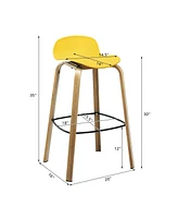 Sugift Set of 2 Modern Barstools Pub Chairs with Low Back and Metal Legs