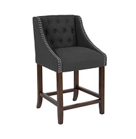 Merrick Lane Hadleigh Upholstered Counter Stool 24" High Transitional Tufted With Accent Nail Trim