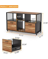 Tribesigns 2 Drawer Wood File Cabinets, Modern Mobile Lateral Filing Cabinet for Letter/ A4 Size, Printer Stand with Open Storage Shelves and Drawer f