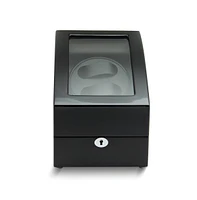 Diamond2Deal High Gloss Black Finish Acrylic Lid Lined Locking Wooden Watch Winder