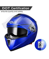 Ahr Run-m Full Face Flip up Modular Motorcycle Helmet Dot Approve Dual Visor Motocross Matt Black Xl