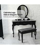 Sugift Solid Wood Pu Leather Piano Bench with Storage