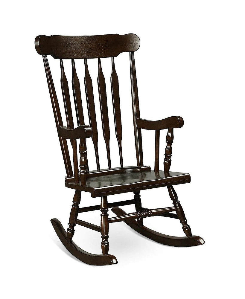 Rocking Chair with Solid Wooden Frame for Garden and Patio