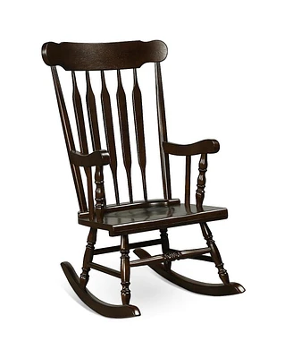Rocking Chair with Solid Wooden Frame for Garden and Patio