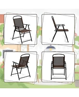 Sugift Set of 2 Patio Folding Chairs Sling Back Chairs Camping Beach Chairs