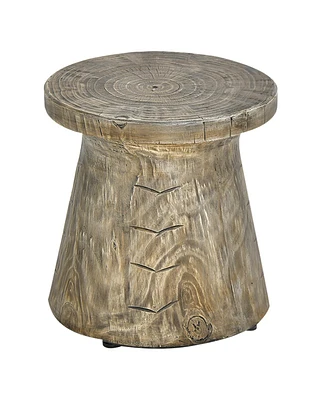 Sugift Weather Resident Rock End Table with Wood Grain for Living Room