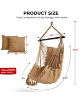 Sugift Hanging Rope Swing Chair with Soft Pillow and Cushions