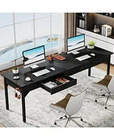 Tribesigns 78.7" Extra Long Computer Desk, Double Desk with 2 Drawers, Two Person Desk Large Executive Office Desk, Writing Table Study Desk for Home
